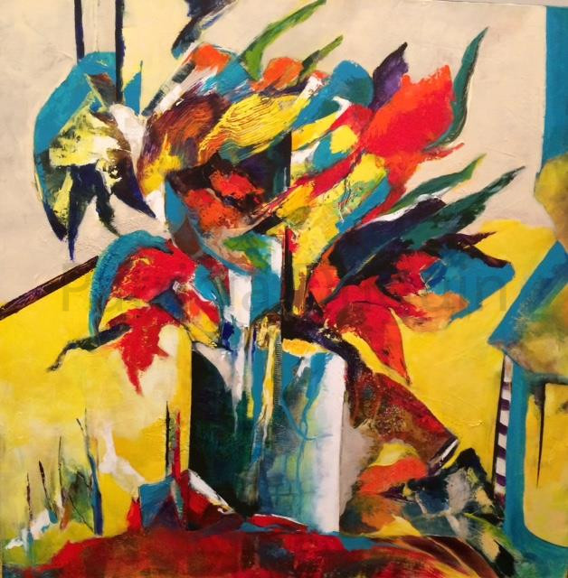 patricia-duguin-tableau-figuratif-acrylique-bouquet-80x80