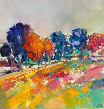 peinture-huile-patricia-duguin-Champ-en-automne-50x50