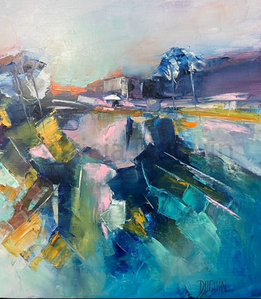 peinture-huile-patricia-duguin-Reflets-a-saint-helene-50x50