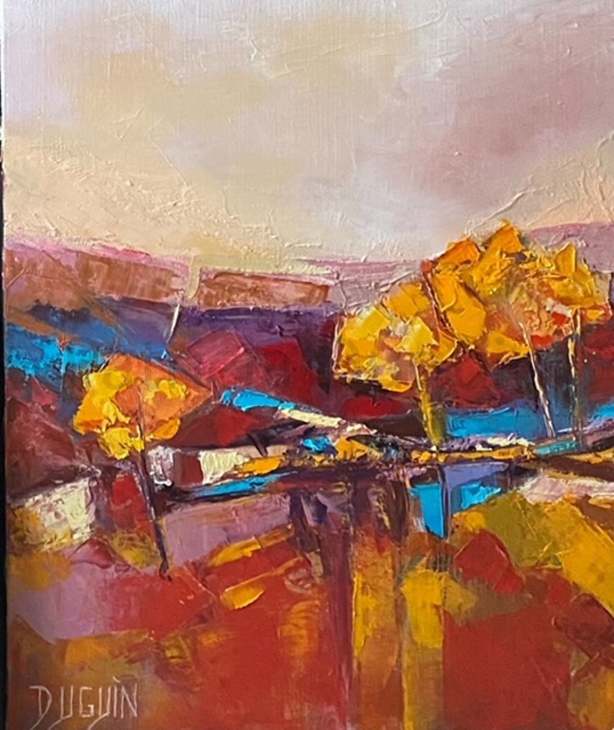 peinture-huile-patricia-duguin-Soleil-couchant-40x40