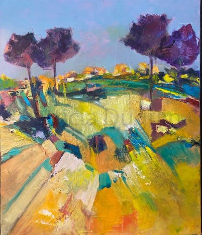 peinture-huile-patricia-duguin-Sur-les-hauteurs-de-Guidel 50x50