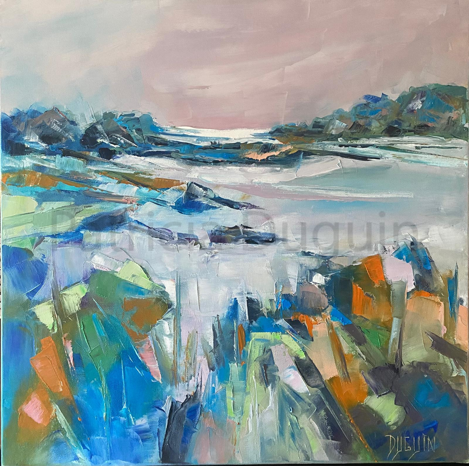 patricia-duguin-tableau-peinture-huile-la-marre-etait-basse-50x50