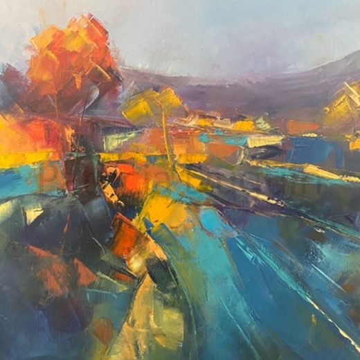 peinture-huile-patricia-duguin-Automne-sur-le Blavet-60x60