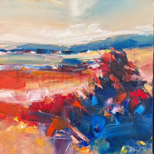 peinture-huile-patricia-duguin-Hameau-en-bord-de-cote-50x50