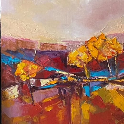 peinture-huile-patricia-duguin-Soleil-couchant-40x40